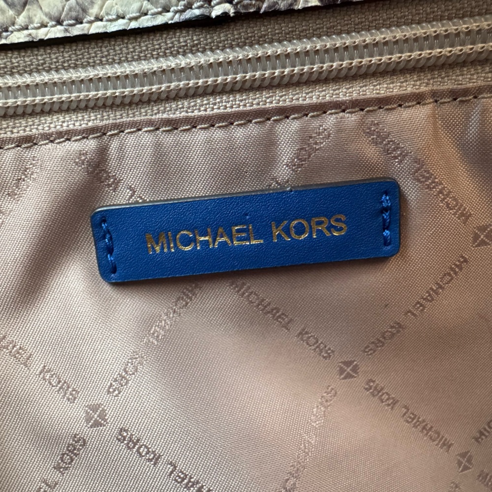 Michael Kors Snake Print Tote in Blue and Tan - Picture 5 of 13